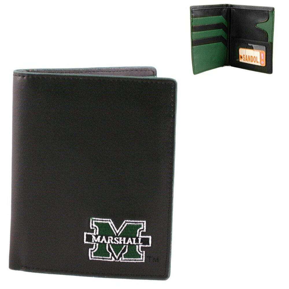 Marshall University Genuine Leather BiFold WALLET MU Embroidered Logo ID Holder